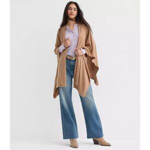 LOFT $89 Travel Wrap sweater shawl kimono tan ONE SIZE